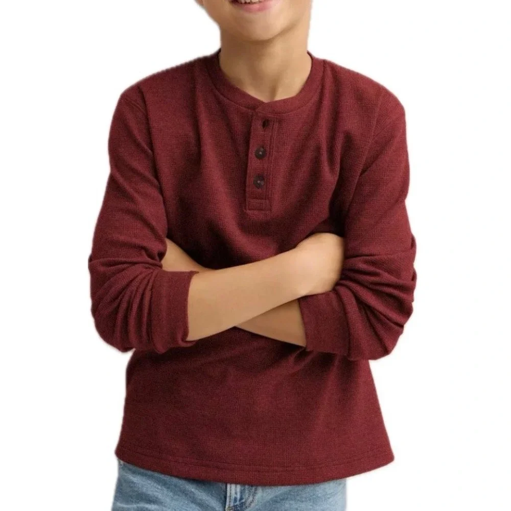 Old Navy Henley Heather Red Long Sleeve Boys Size M (8)